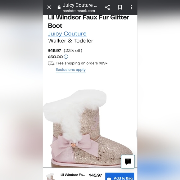 Toddler girls Juicy Couture boots size 5 - Pink with white fur - Picture 5 of 5